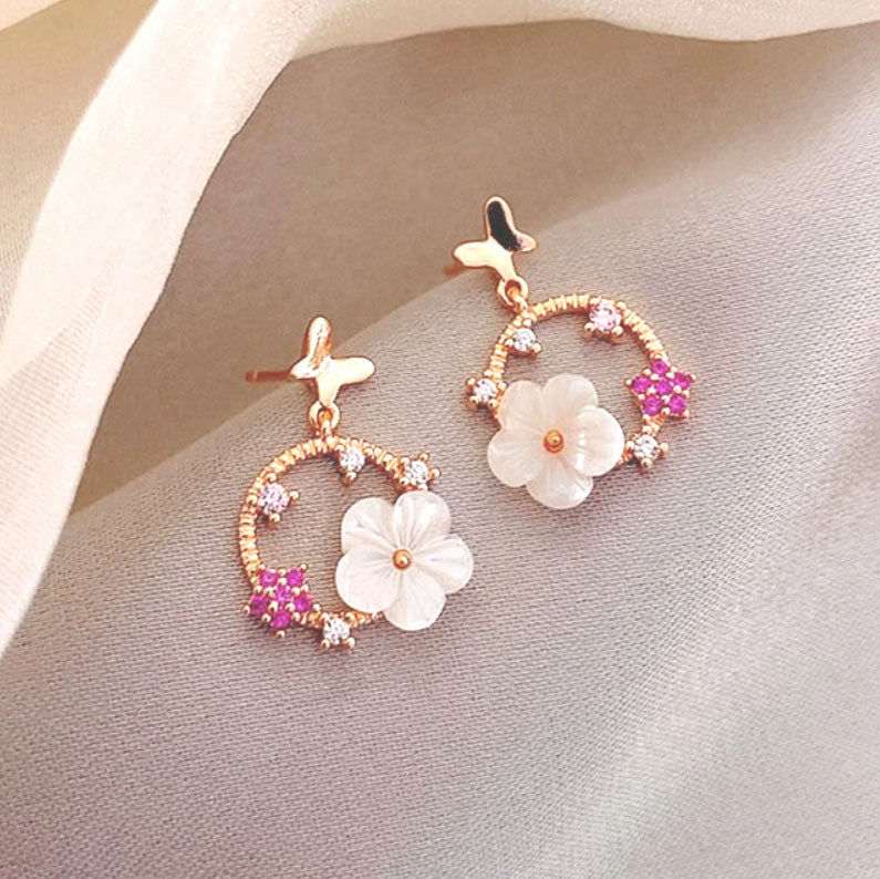 Cherry Blossom Round Earrings