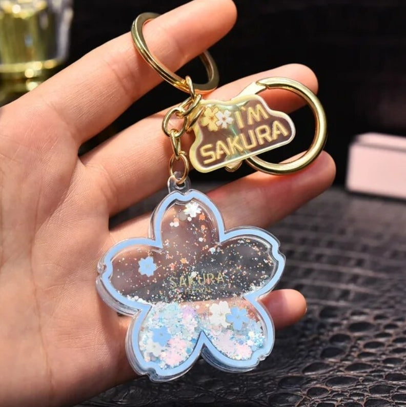 Sakura Glitter Keychain