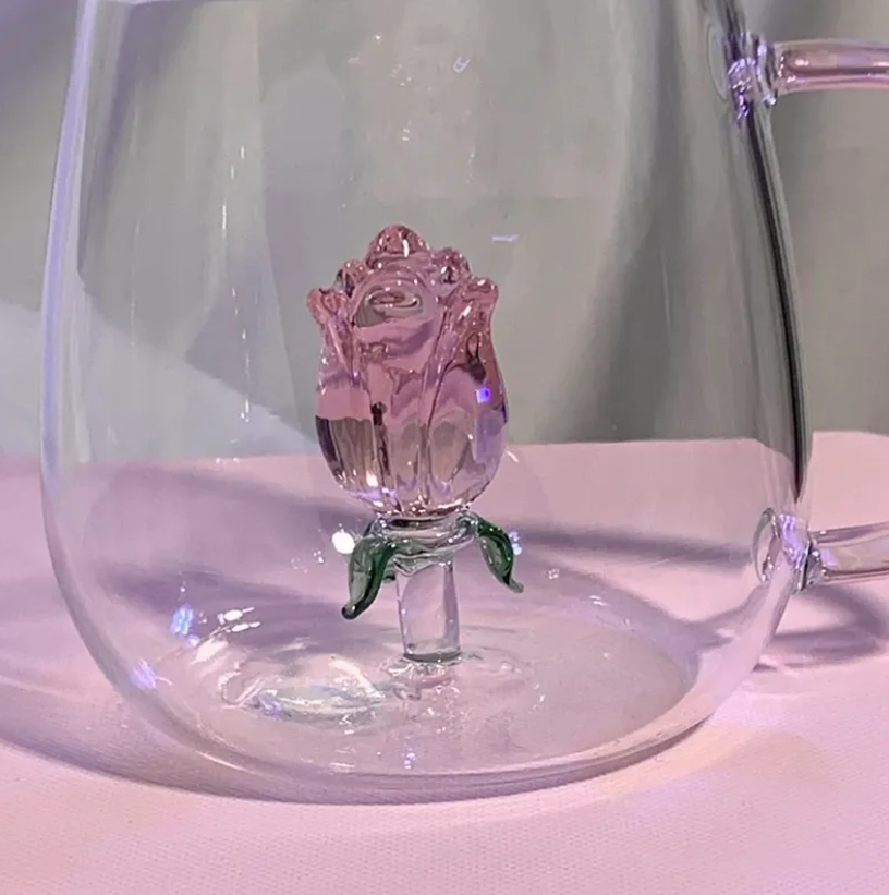 Rose Tulip Glass Mug