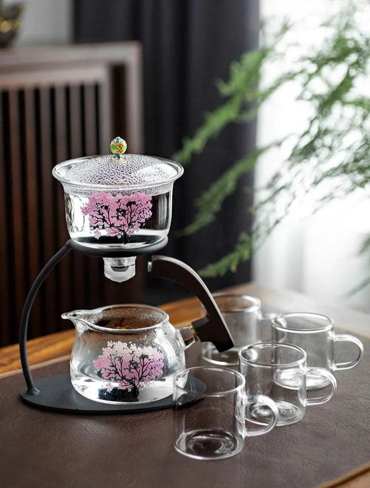 Magnetic Magic Sakura Semi-Automatic Glass Tea Set