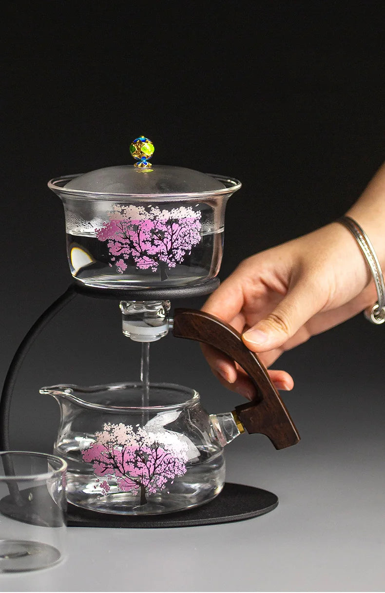 Magnetic Magic Sakura Semi-Automatic Glass Tea Set