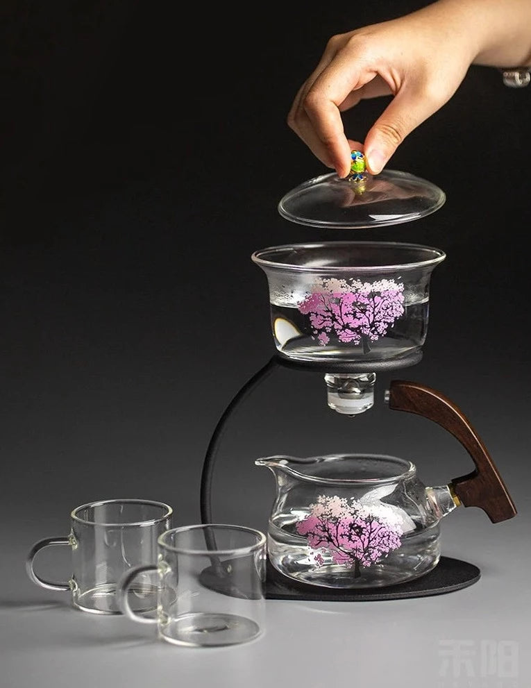 Magnetic Magic Sakura Semi-Automatic Glass Tea Set