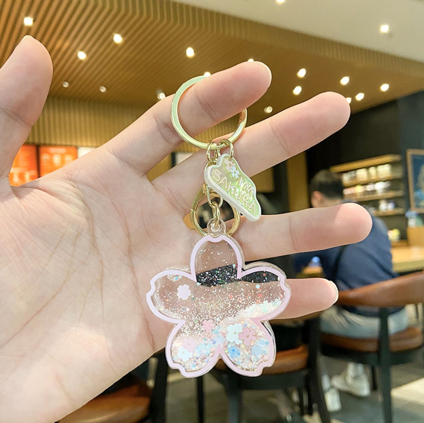 Sakura Glitter Keychain