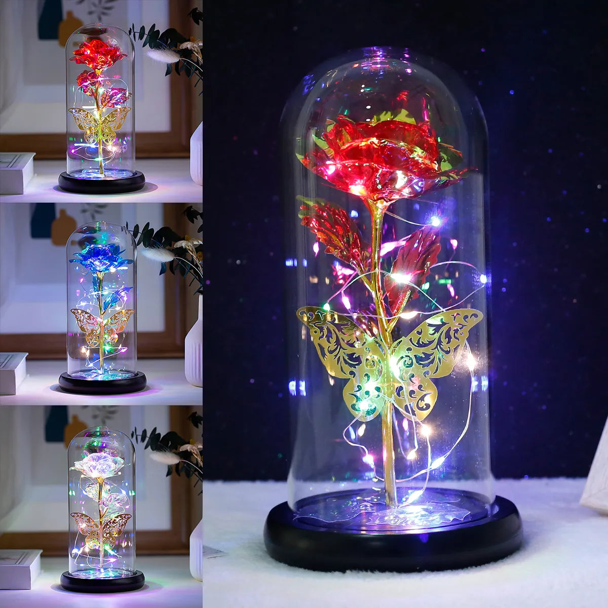 Galaxy Rose Butterfly Lamp