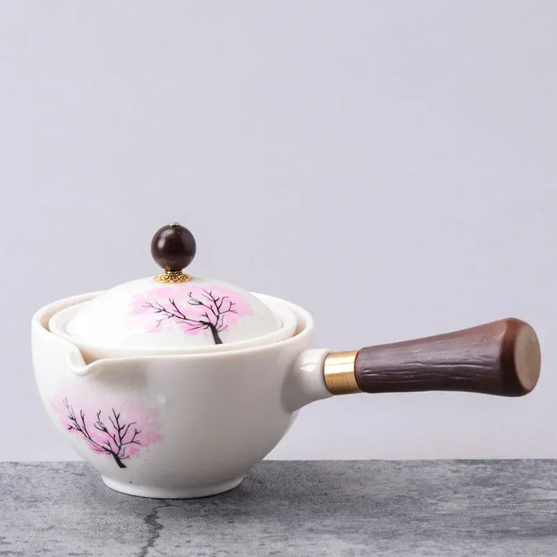 360 ° Rotating Sakura Tea Pot Portable Travel Tea Set