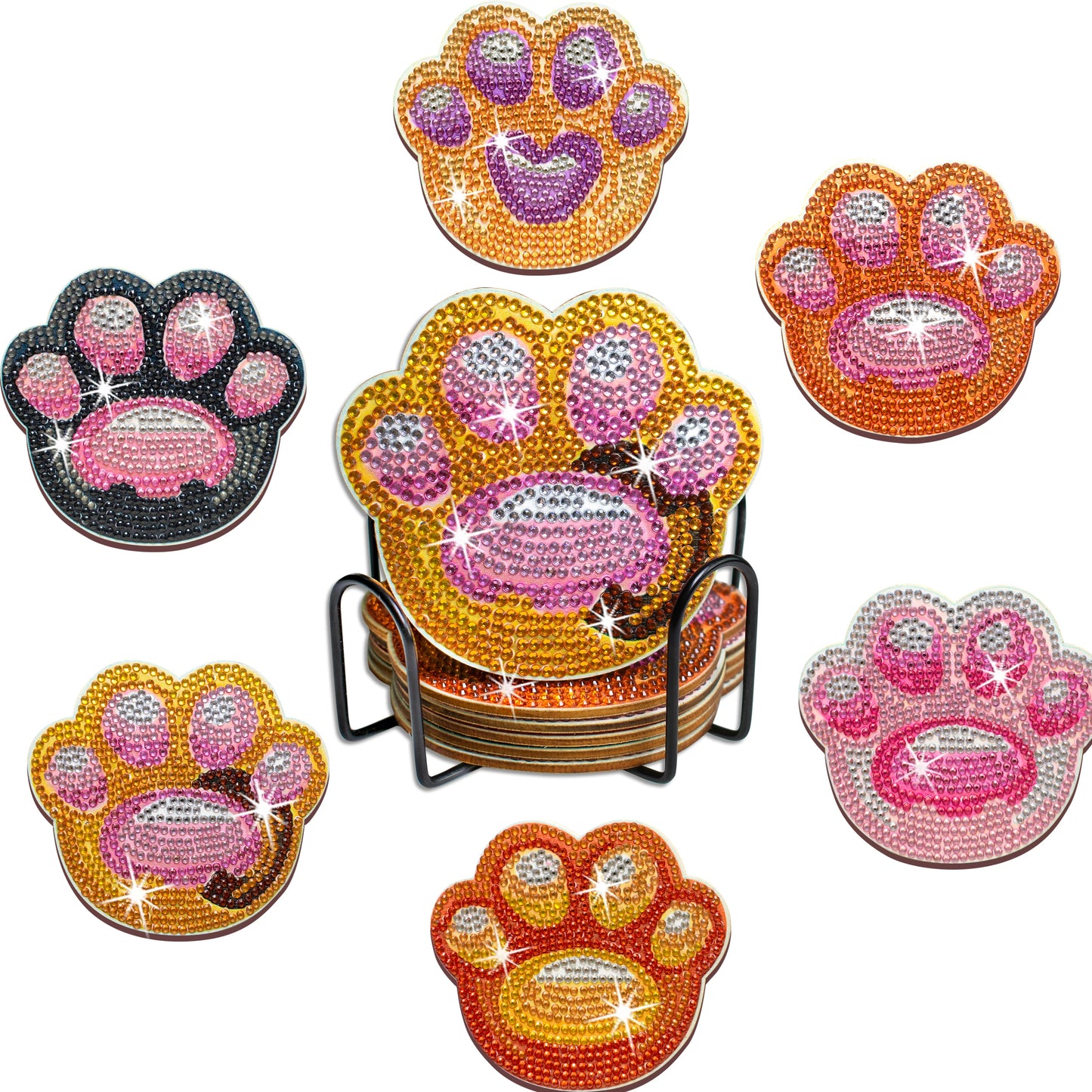 Paws DIY Paint By Diamonds Coaster Kit (6 Pc)