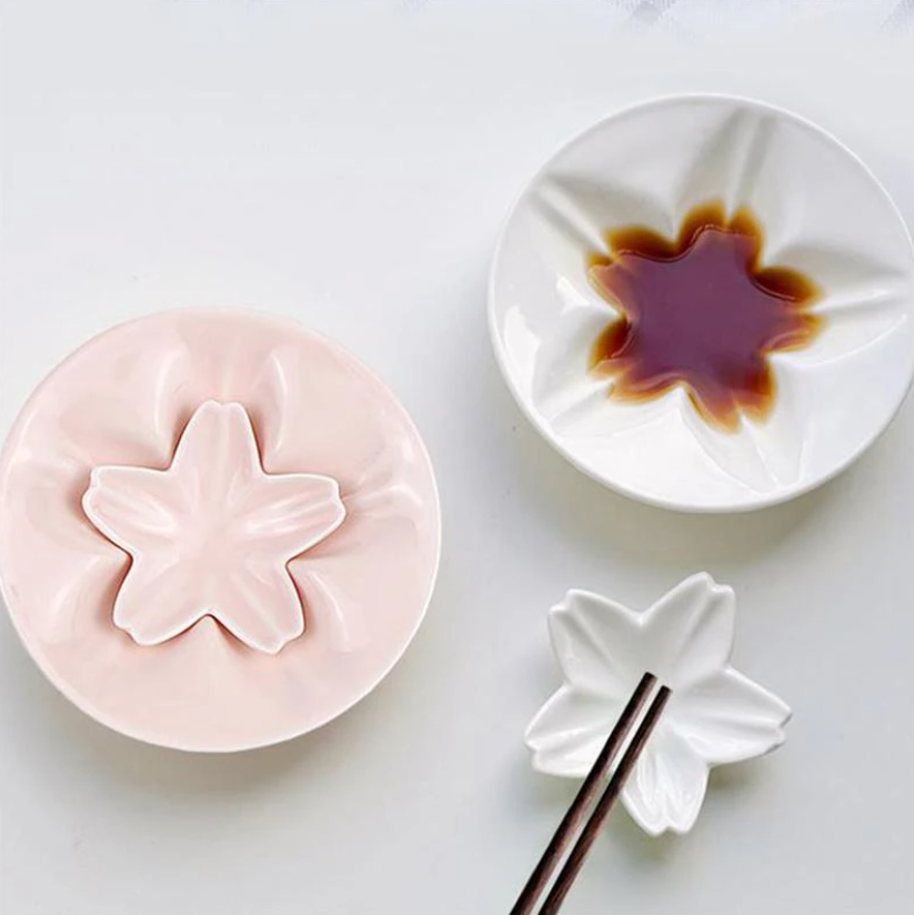 Sakura Soy Sauce Saucer + Chopstick Rest Combo