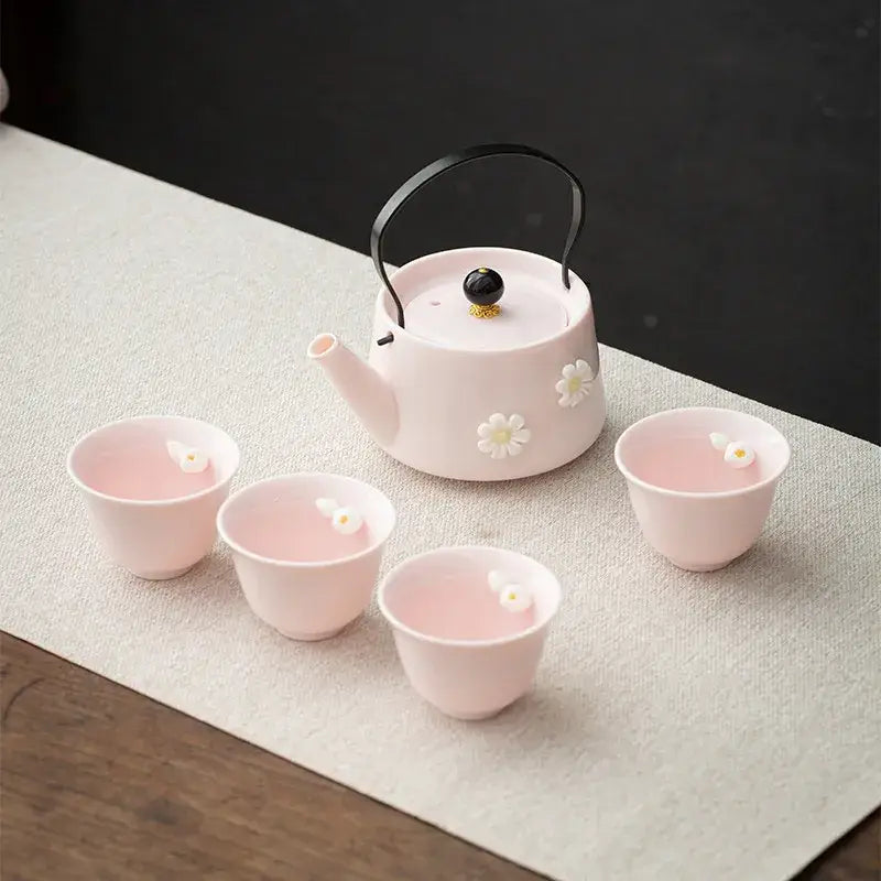Pink Daisy Porcelain Tea Set