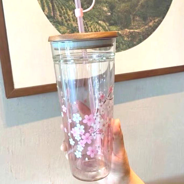 Cherry Blossom Wood Lid Cup