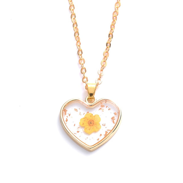 Sakura Preserved Heart Necklace