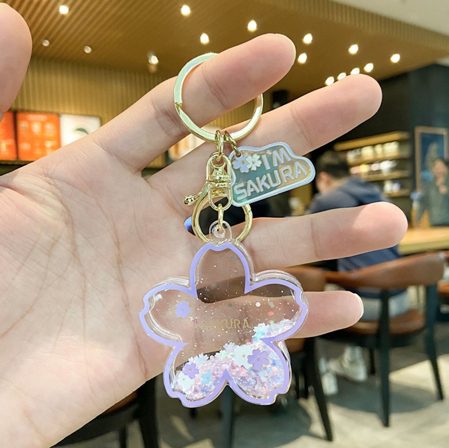 Sakura Glitter Keychain